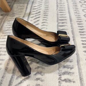 Ferragamo Black Patent Leather Heels